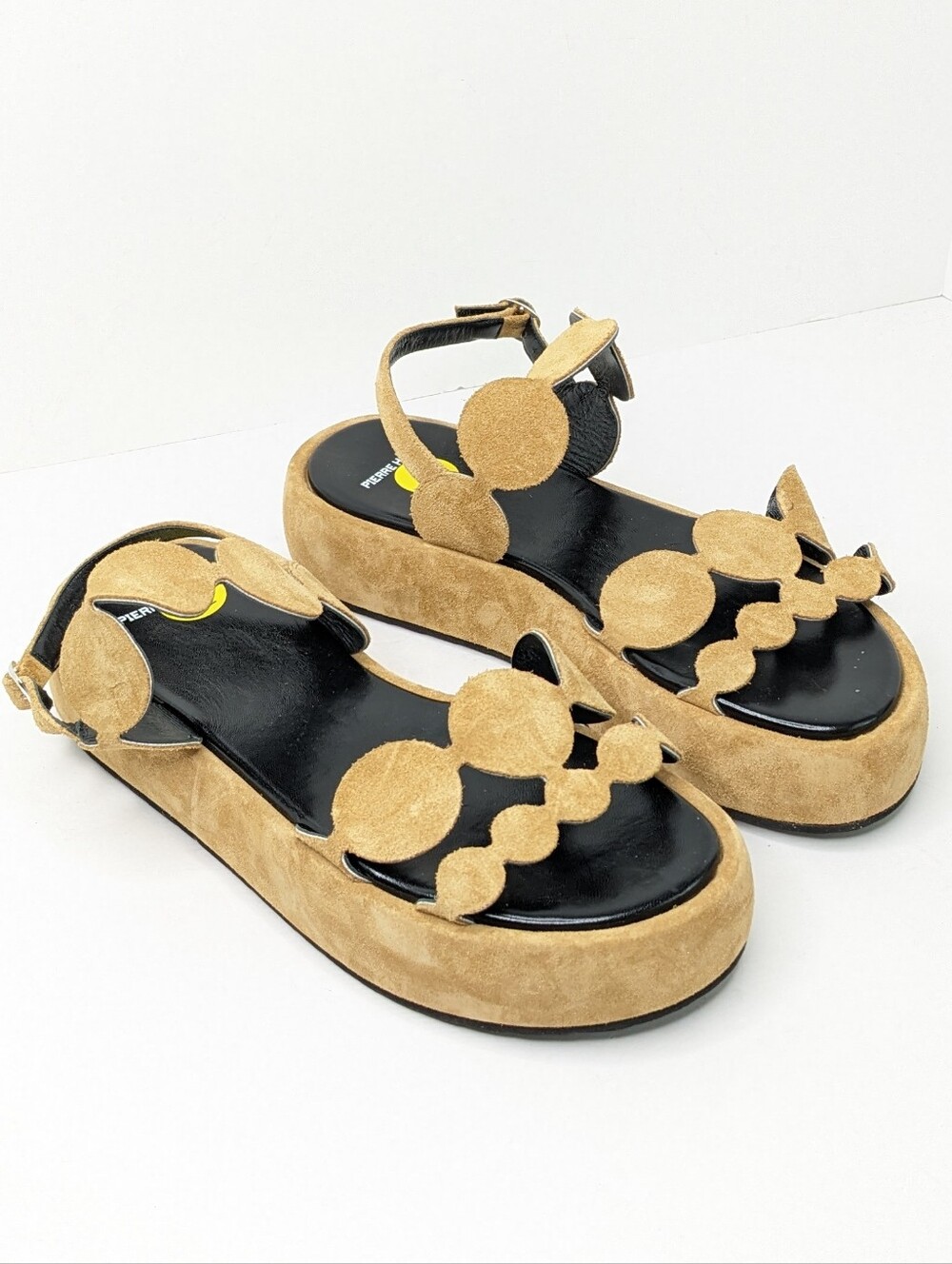 Pierre Hardy Bulles Circular Platform Sandals Tan Suede Women's 9 (EU 39)